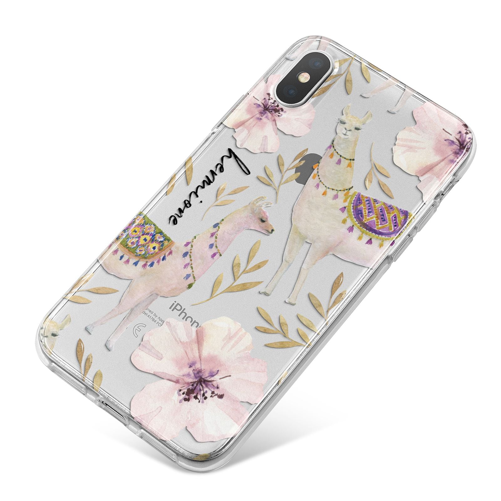 Personalised Llamas iPhone X Bumper Case on Silver iPhone