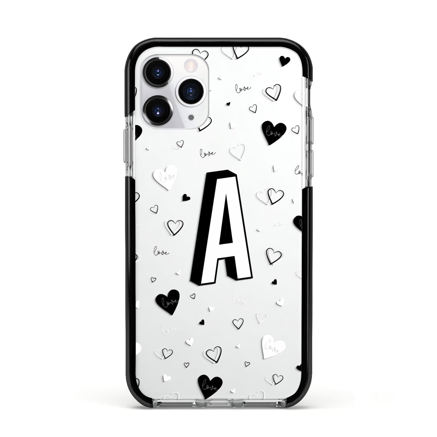 Personalised Love Alphabet Apple iPhone 11 Pro in Silver with Black Impact Case