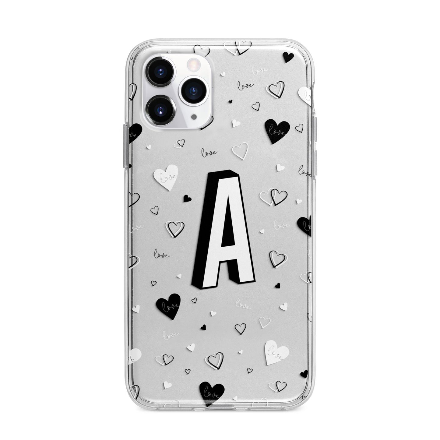Personalised Love Alphabet Apple iPhone 11 Pro in Silver with Bumper Case