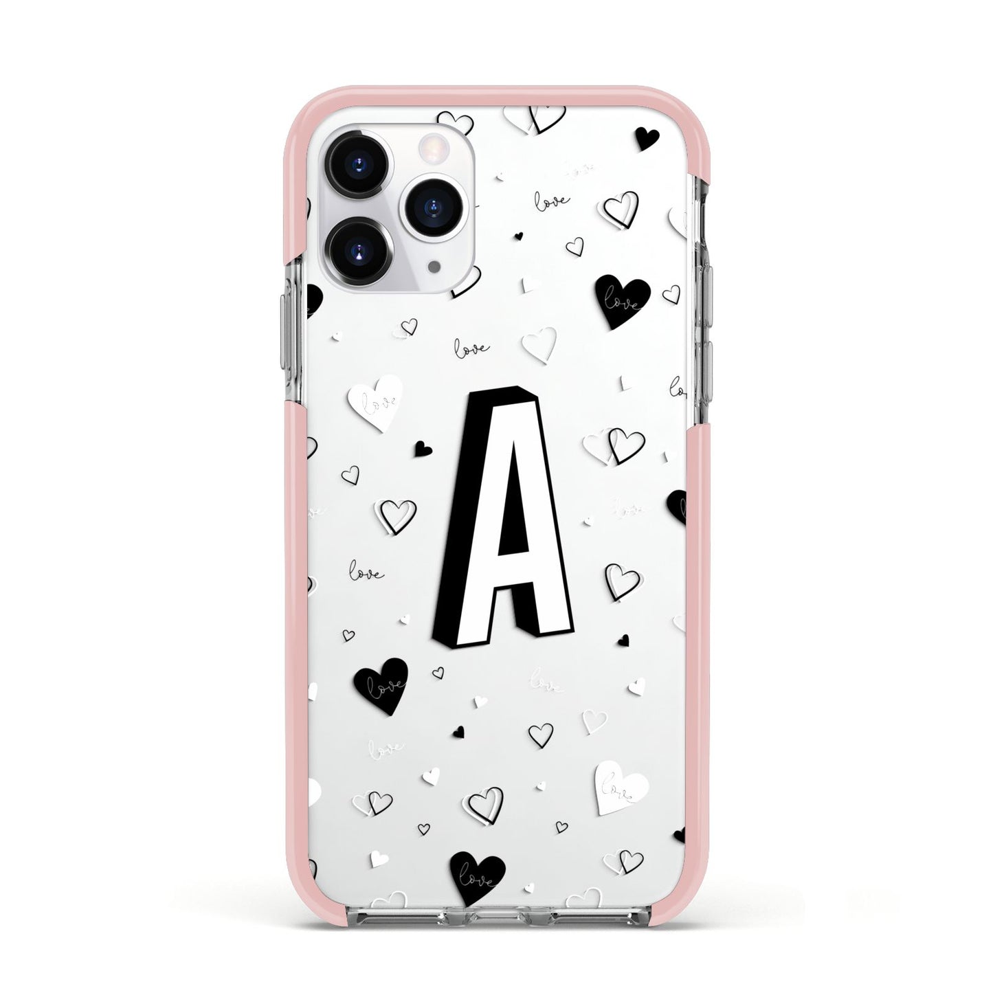 Personalised Love Alphabet Apple iPhone 11 Pro in Silver with Pink Impact Case