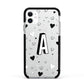 Personalised Love Alphabet Apple iPhone 11 in White with Black Impact Case