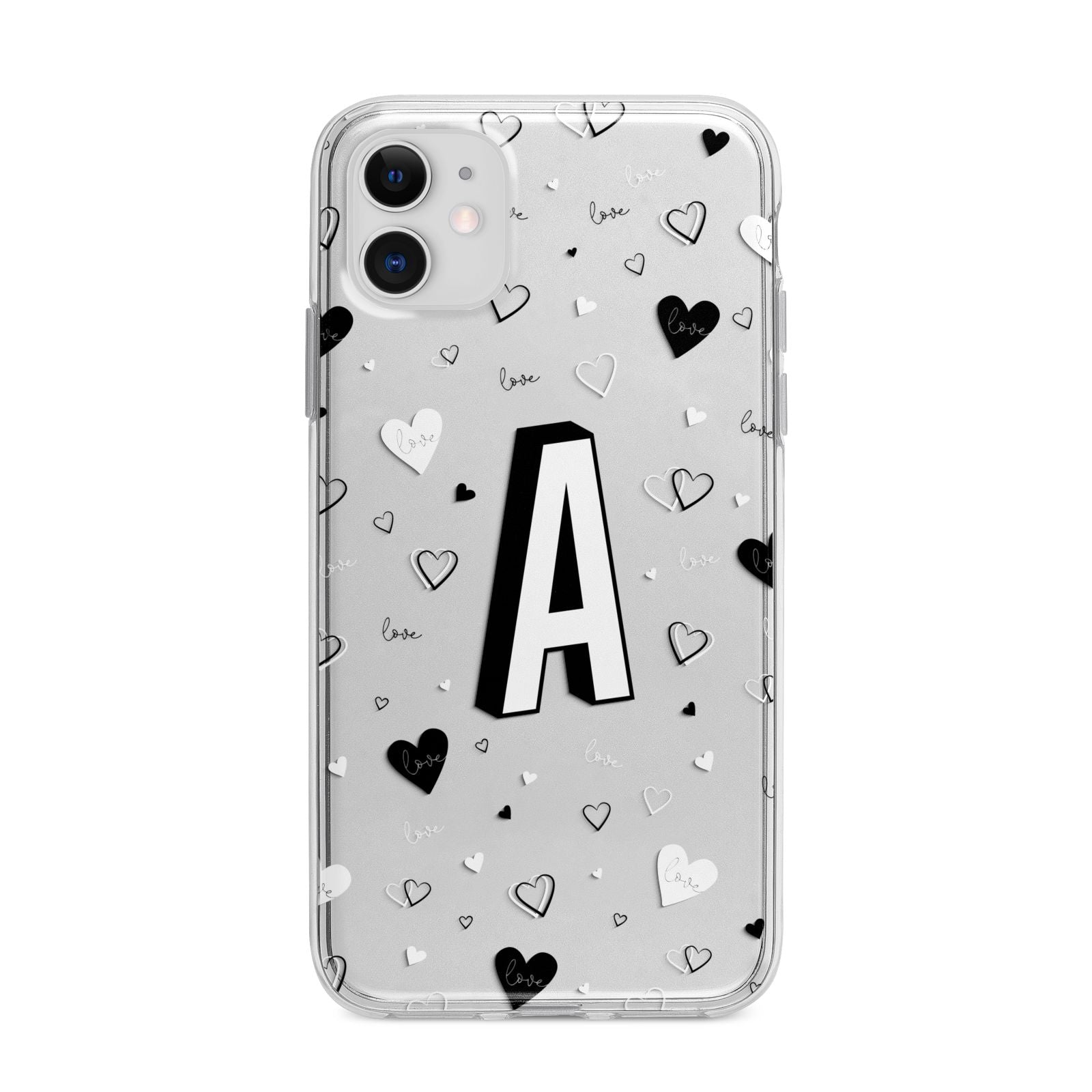 Personalised Love Alphabet Apple iPhone 11 in White with Bumper Case