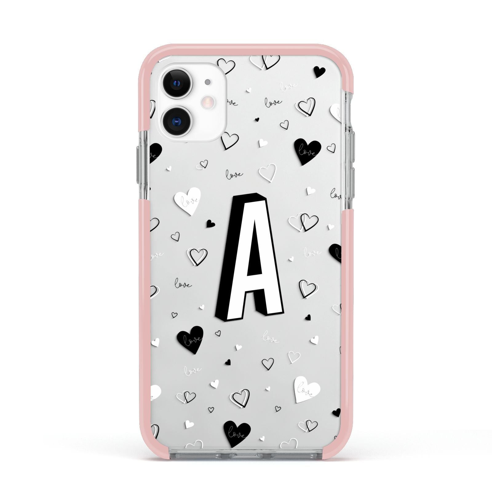 Personalised Love Alphabet Apple iPhone 11 in White with Pink Impact Case