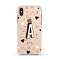 Personalised Love Alphabet Apple iPhone Xs Impact Case White Edge on Gold Phone
