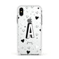 Personalised Love Alphabet Apple iPhone Xs Impact Case White Edge on Silver Phone