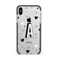 Personalised Love Alphabet Apple iPhone Xs Max Impact Case Black Edge on Silver Phone