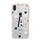 Personalised Love Alphabet Apple iPhone Xs Max Impact Case Pink Edge on Silver Phone