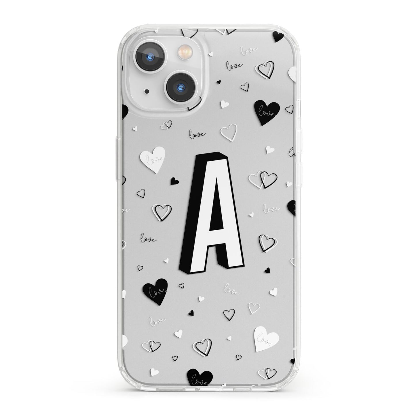 Personalised Love Alphabet iPhone 13 Clear Bumper Case