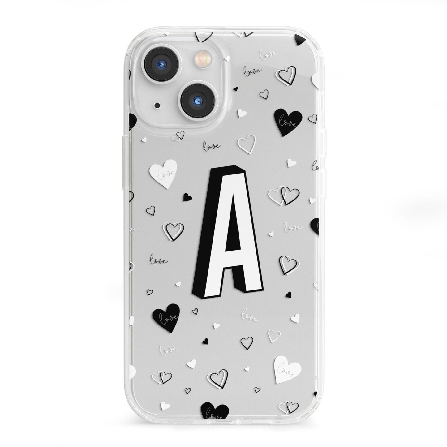 Personalised Love Alphabet iPhone 13 Mini Clear Bumper Case