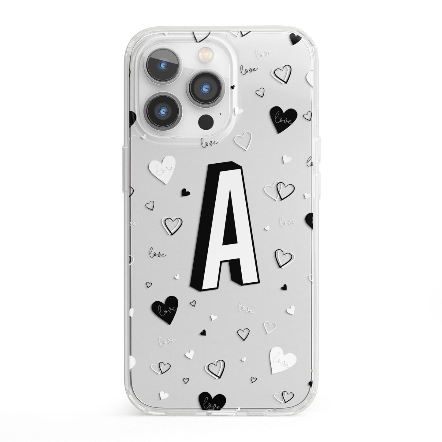 Personalised Love Alphabet iPhone 13 Pro Clear Bumper Case