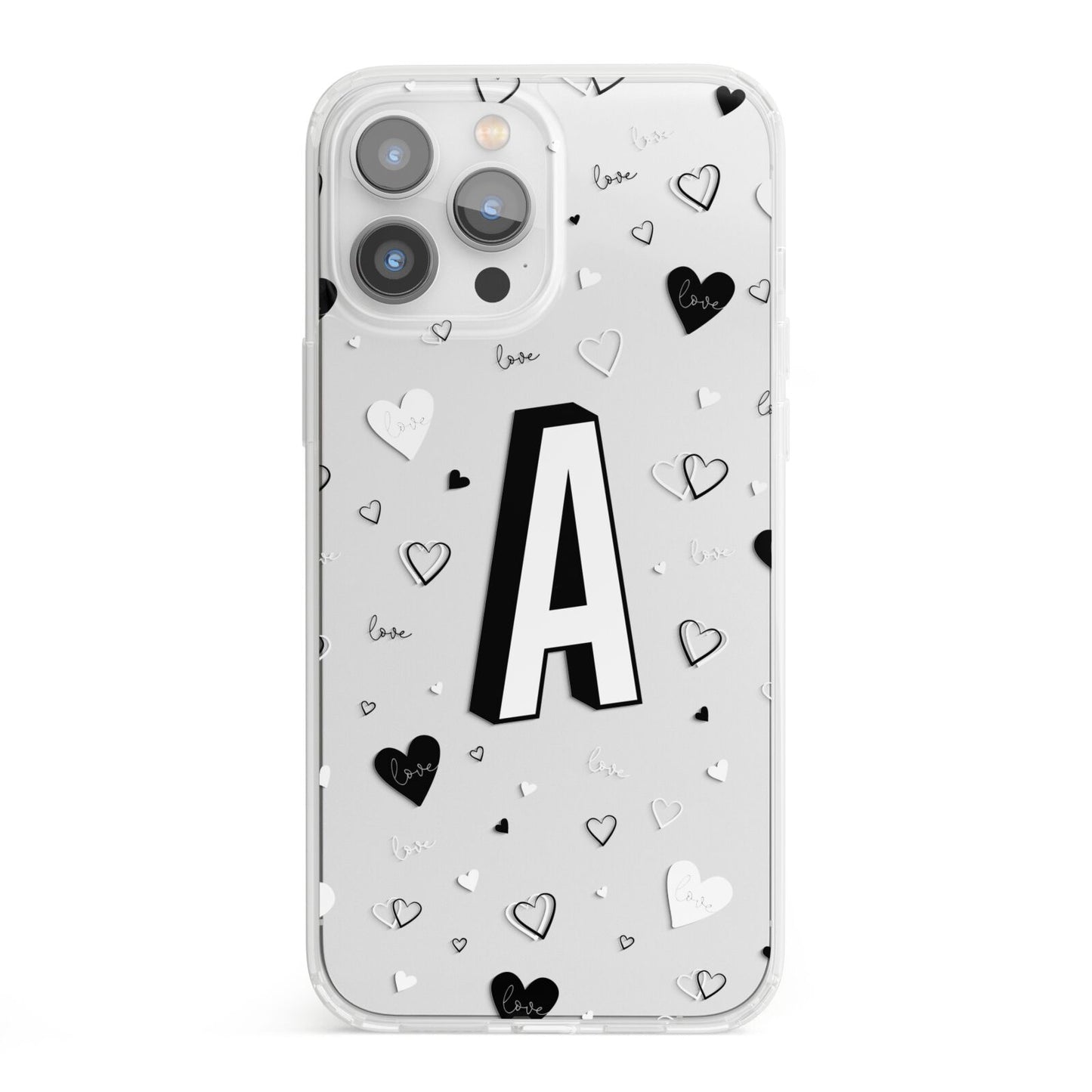 Personalised Love Alphabet iPhone 13 Pro Max Clear Bumper Case