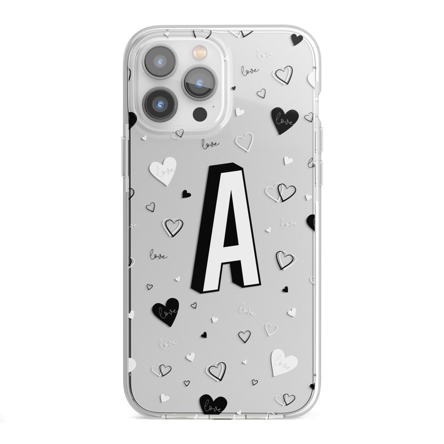 Personalised Love Alphabet iPhone 13 Pro Max TPU Impact Case with White Edges