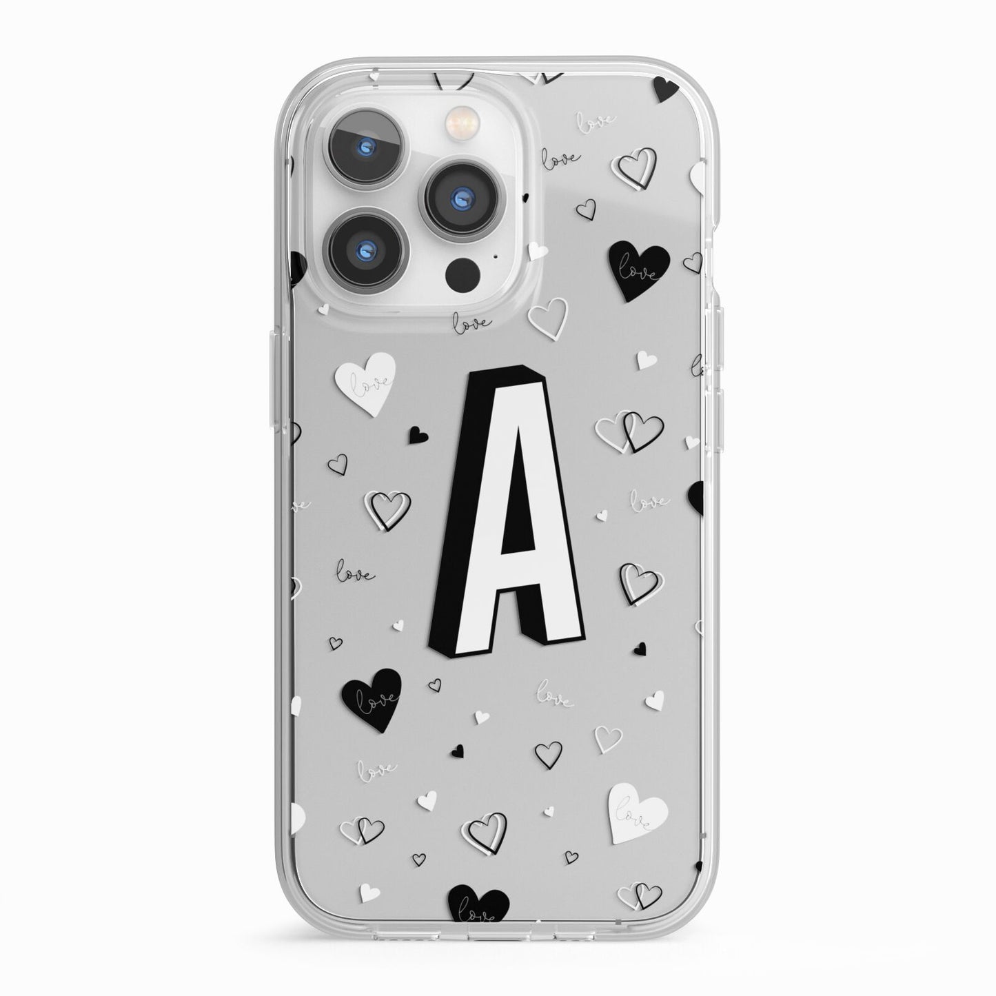 Personalised Love Alphabet iPhone 13 Pro TPU Impact Case with White Edges