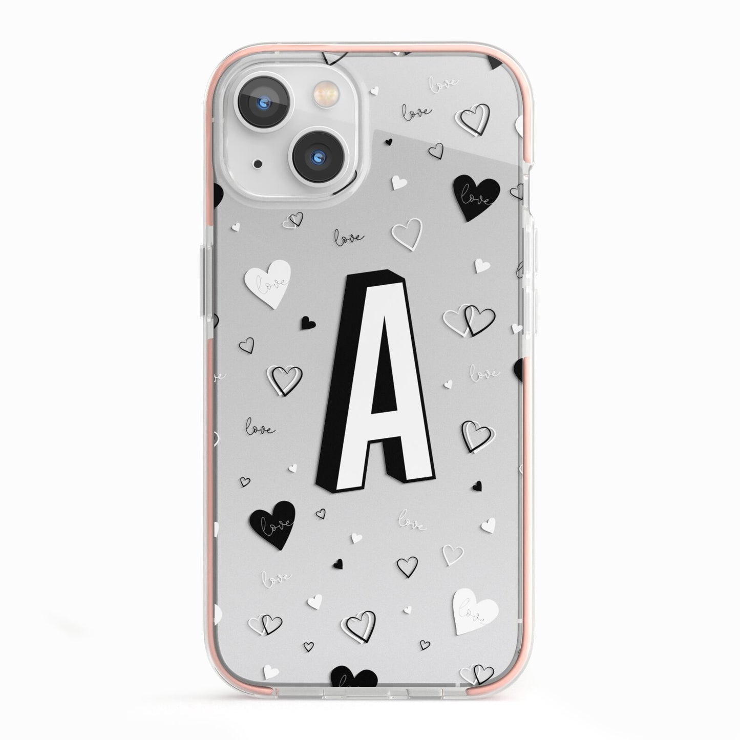 Personalised Love Alphabet iPhone 13 TPU Impact Case with Pink Edges