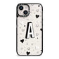 Personalised Love Alphabet iPhone 14 Black Impact Case on Silver phone