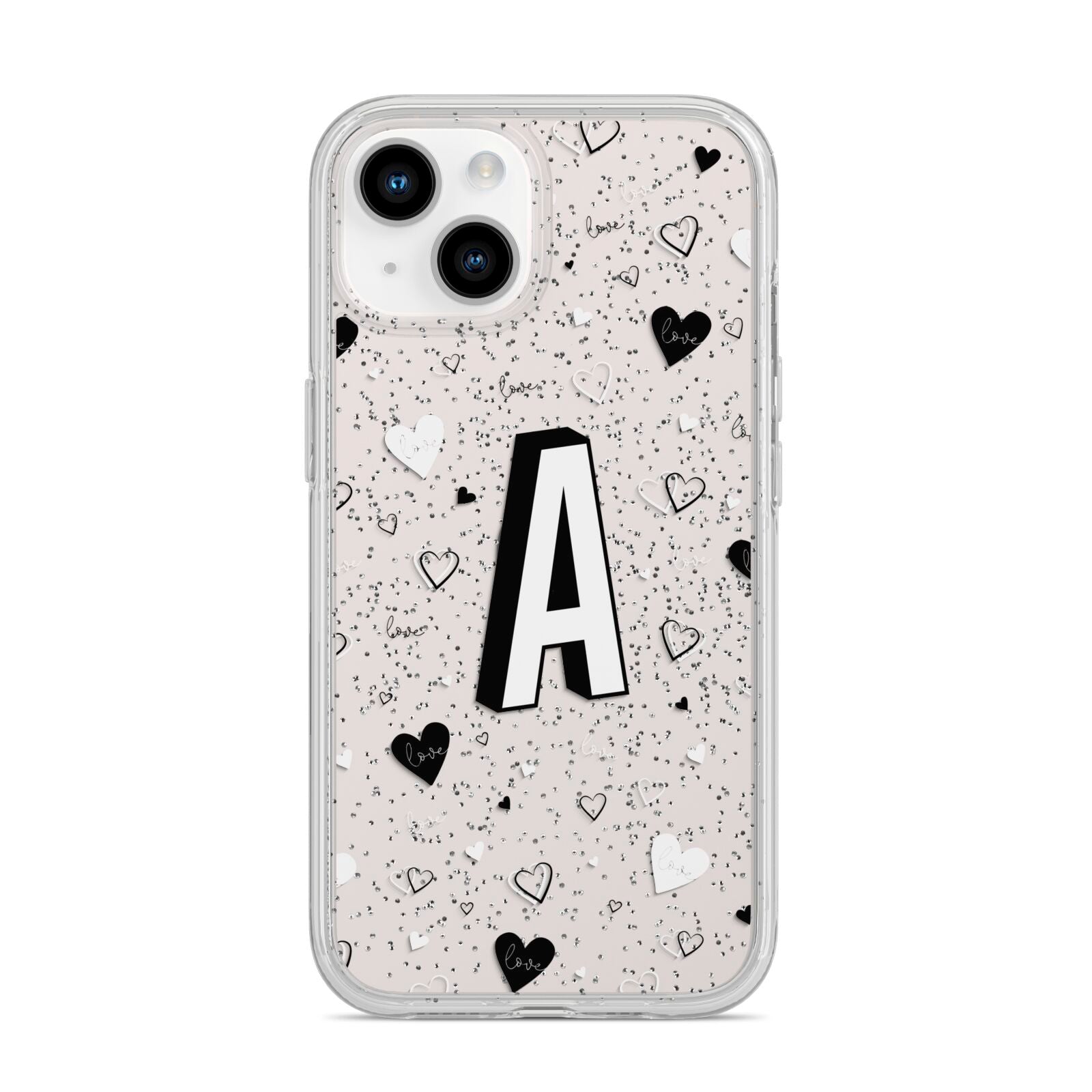 Personalised Love Alphabet iPhone 14 Glitter Tough Case Starlight