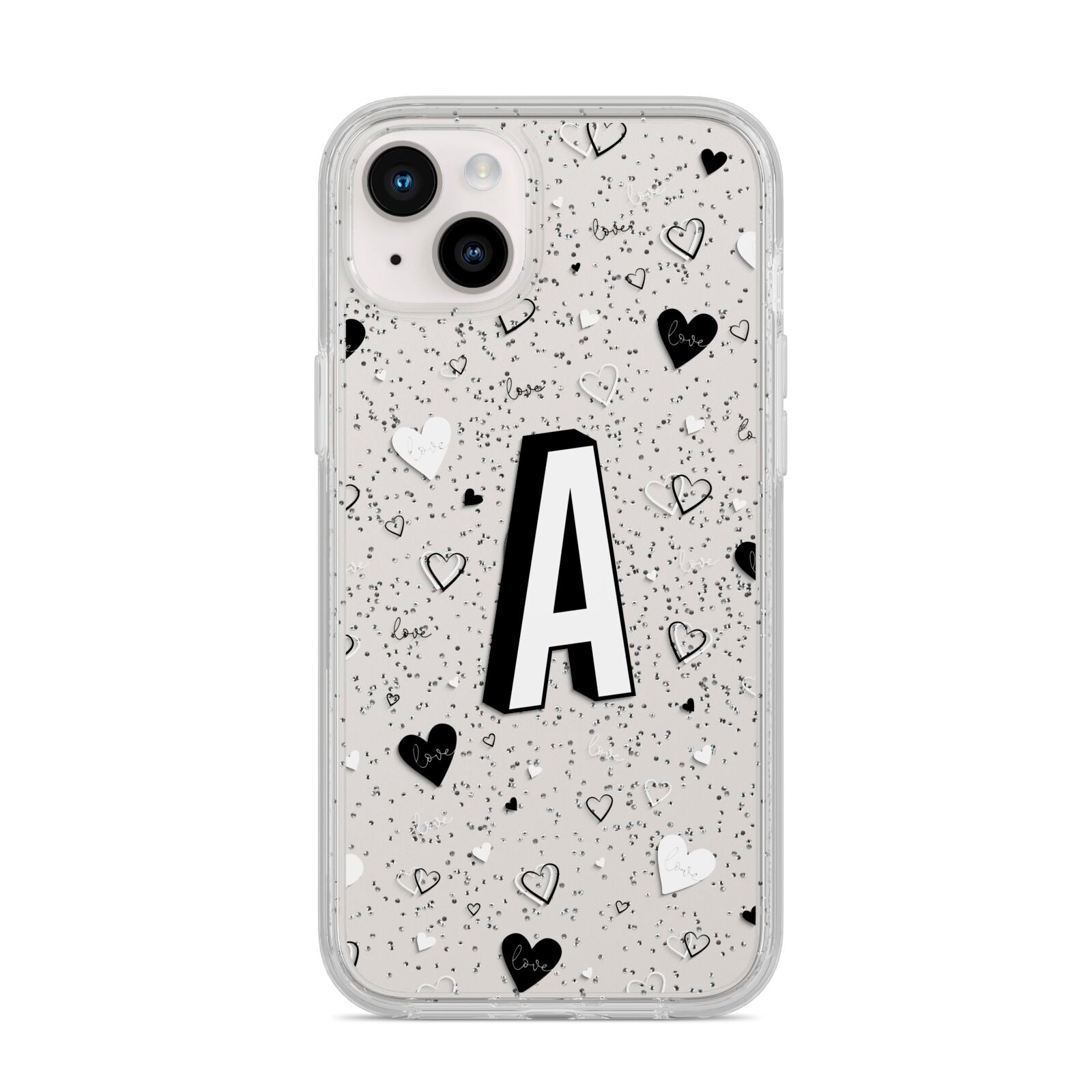 Personalised Love Alphabet iPhone 14 Plus Glitter Tough Case Starlight