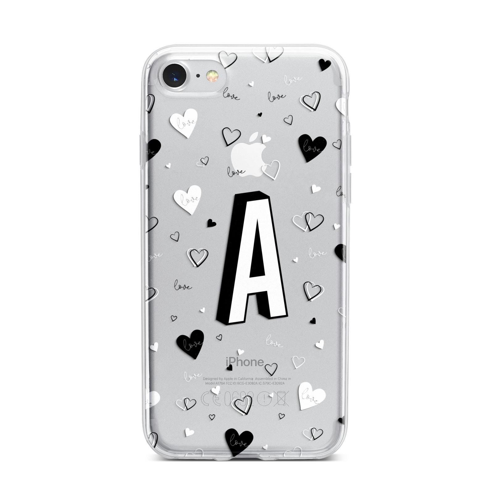 Personalised Love Alphabet iPhone 7 Bumper Case on Silver iPhone