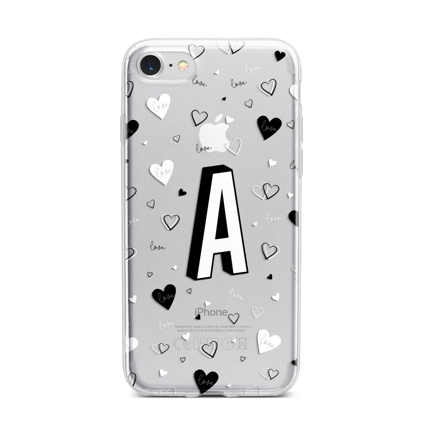 Personalised Love Alphabet iPhone 7 Bumper Case on Silver iPhone