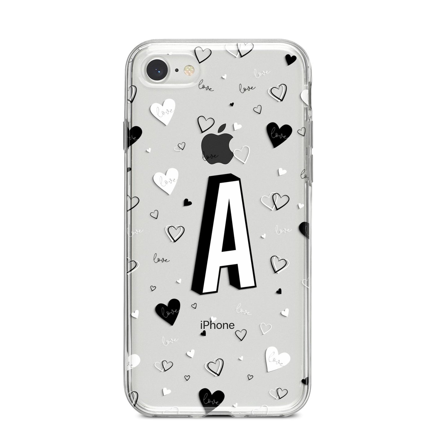 Personalised Love Alphabet iPhone 8 Bumper Case on Silver iPhone