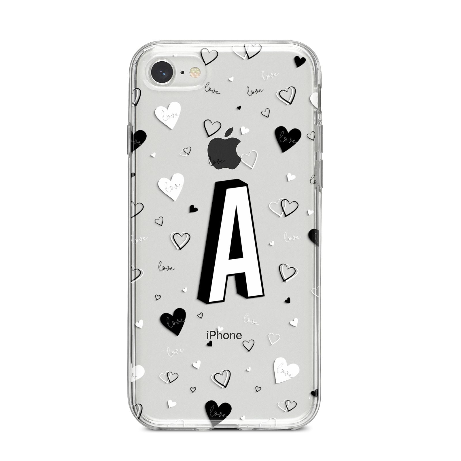 Personalised Love Alphabet iPhone 8 Bumper Case on Silver iPhone