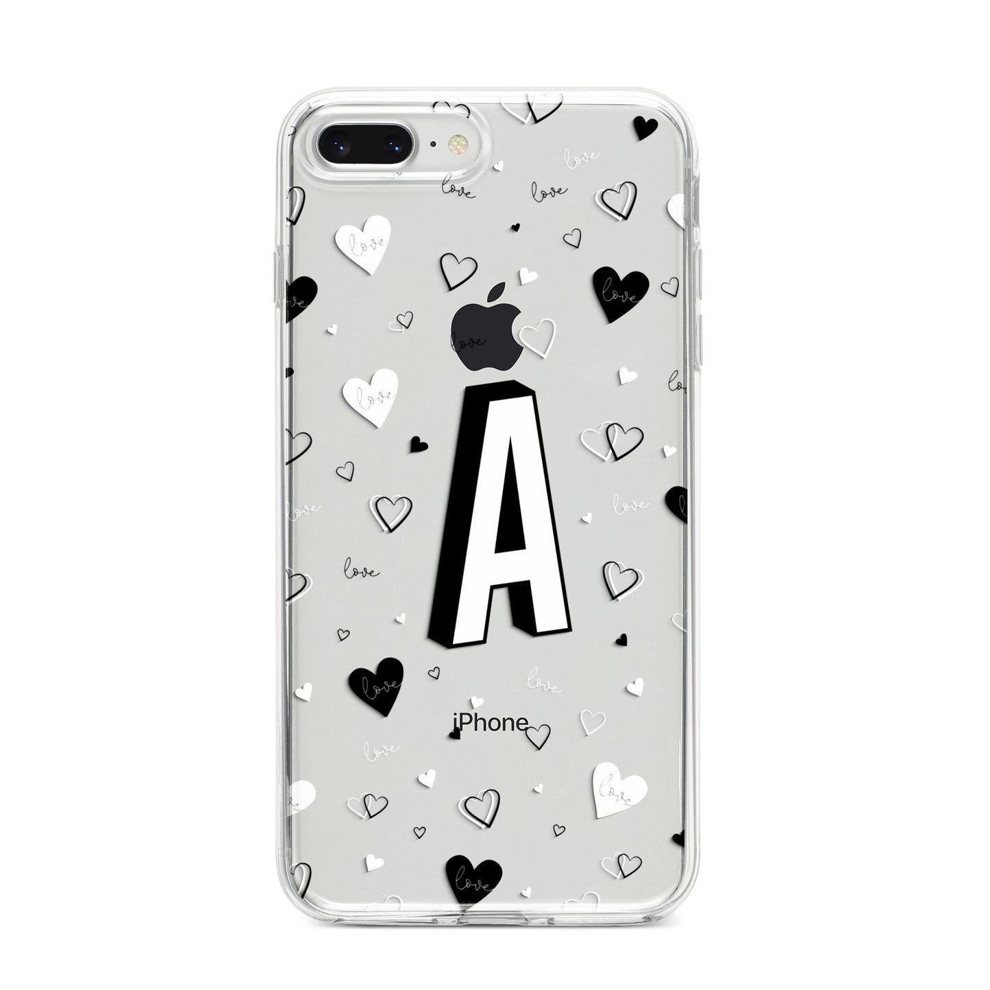 Personalised Love Alphabet iPhone 8 Plus Bumper Case on Silver iPhone