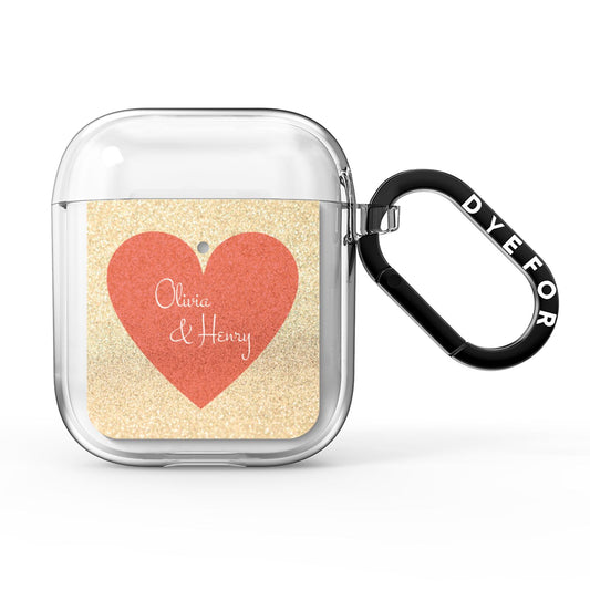 Personalised Love Heart AirPods Clear Case