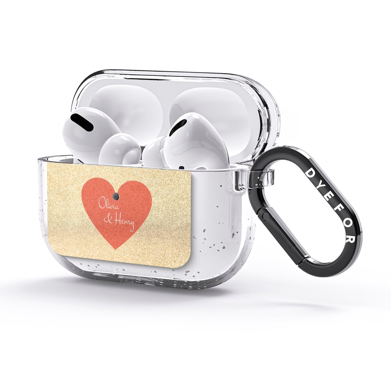 Personalised Love Heart AirPods Glitter Case 3rd Gen Side Image