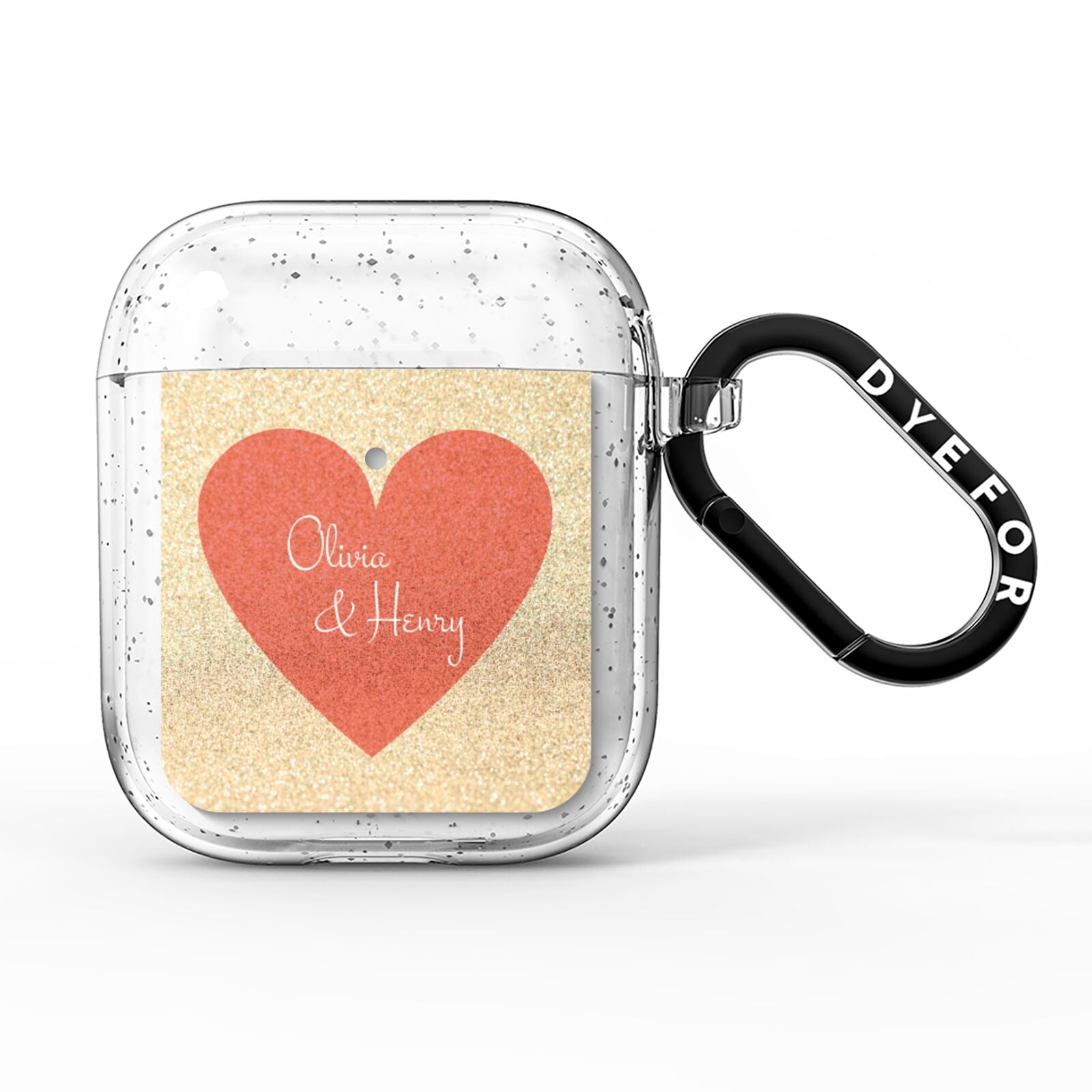 Personalised Love Heart AirPods Glitter Case