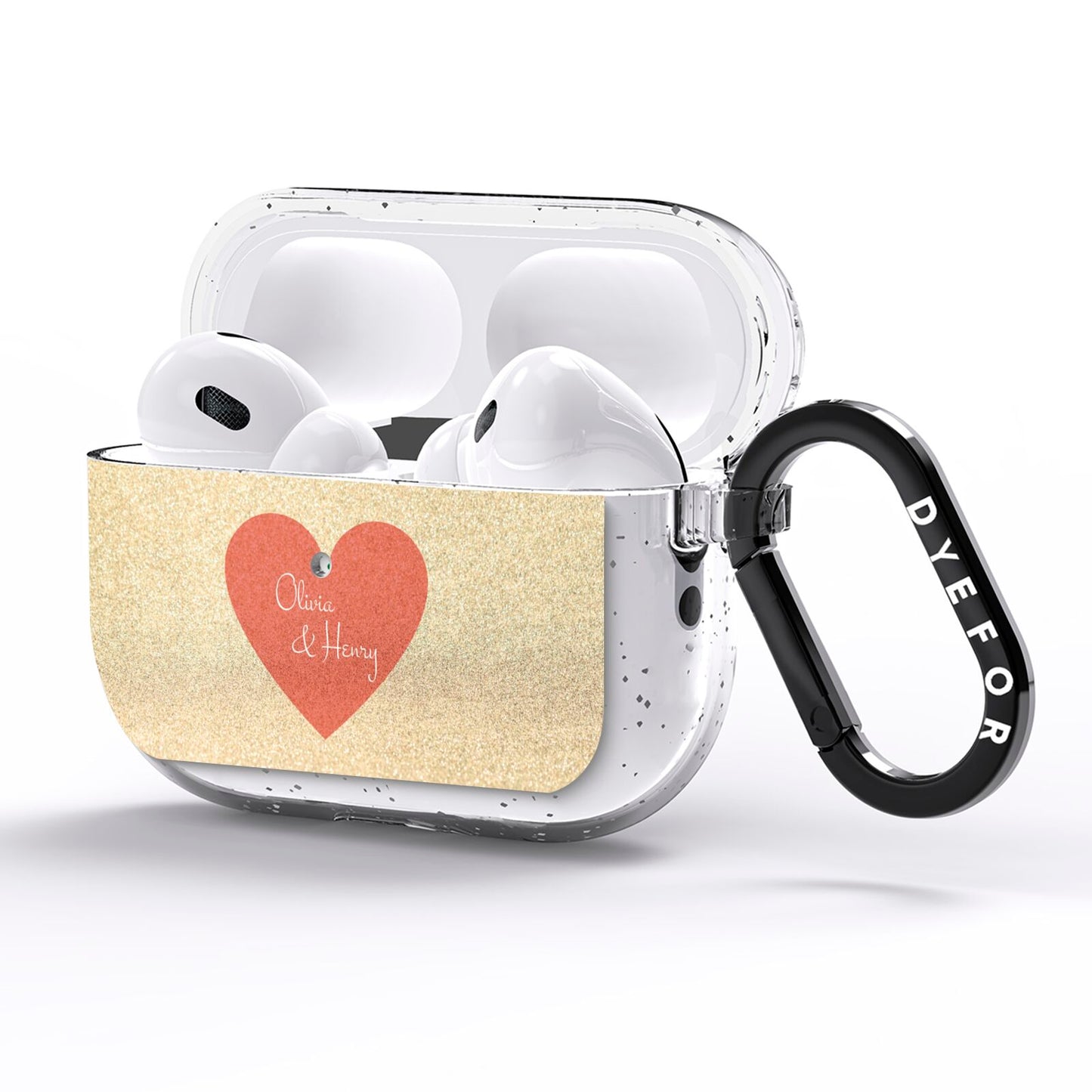 Personalised Love Heart AirPods Pro Glitter Case Side Image