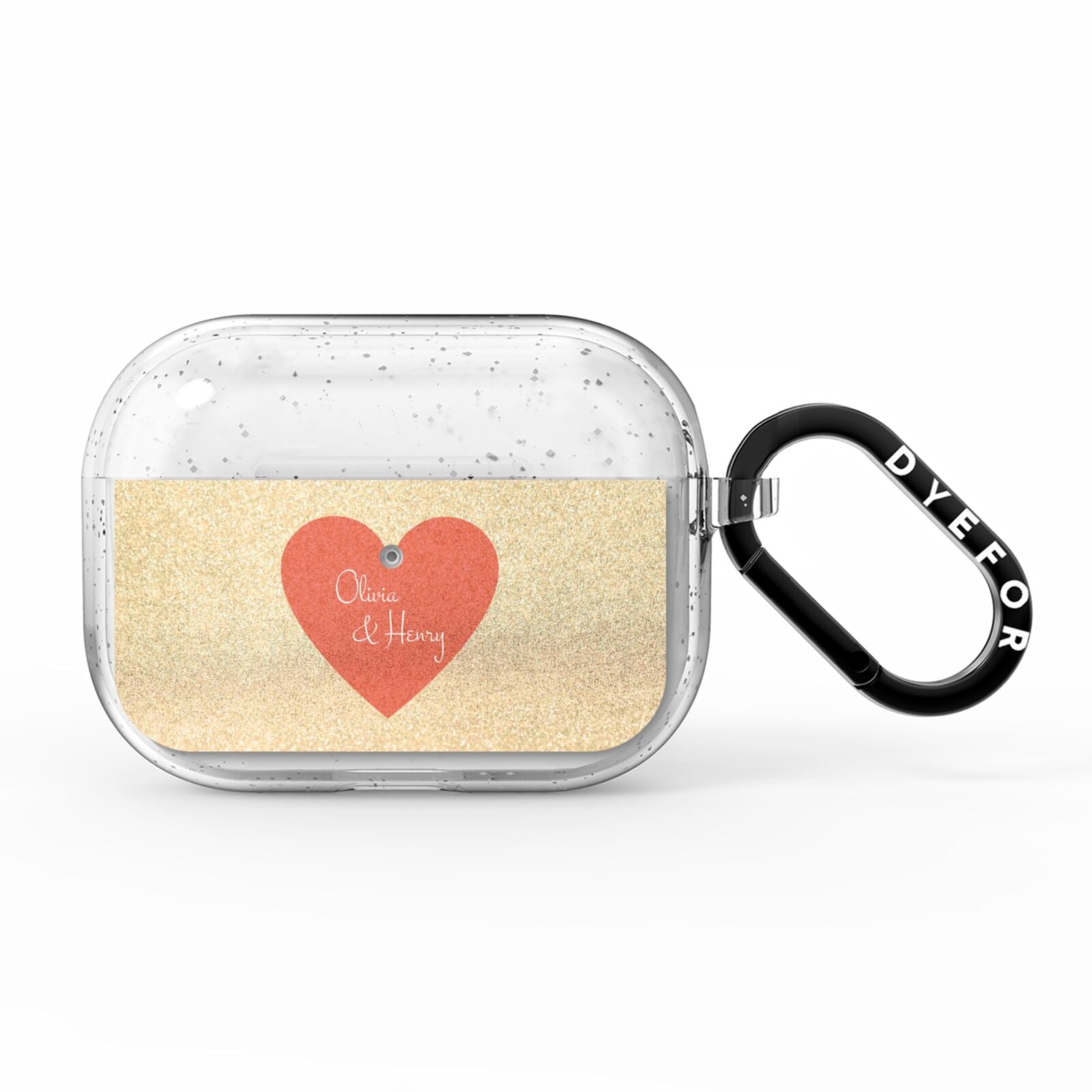 Personalised Love Heart AirPods Pro Glitter Case