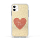 Personalised Love Heart Apple iPhone 11 in White with White Impact Case