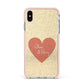 Personalised Love Heart Apple iPhone Xs Max Impact Case Pink Edge on Silver Phone