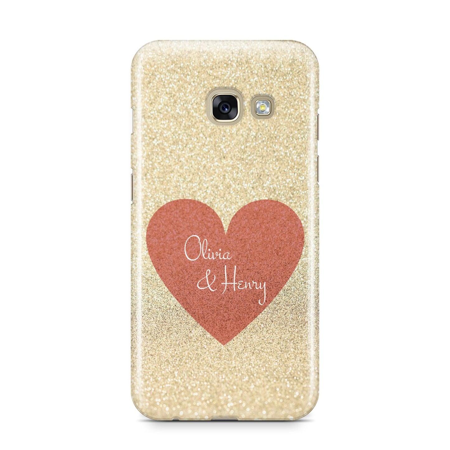 Personalised Love Heart Samsung Galaxy A3 2017 Case on gold phone