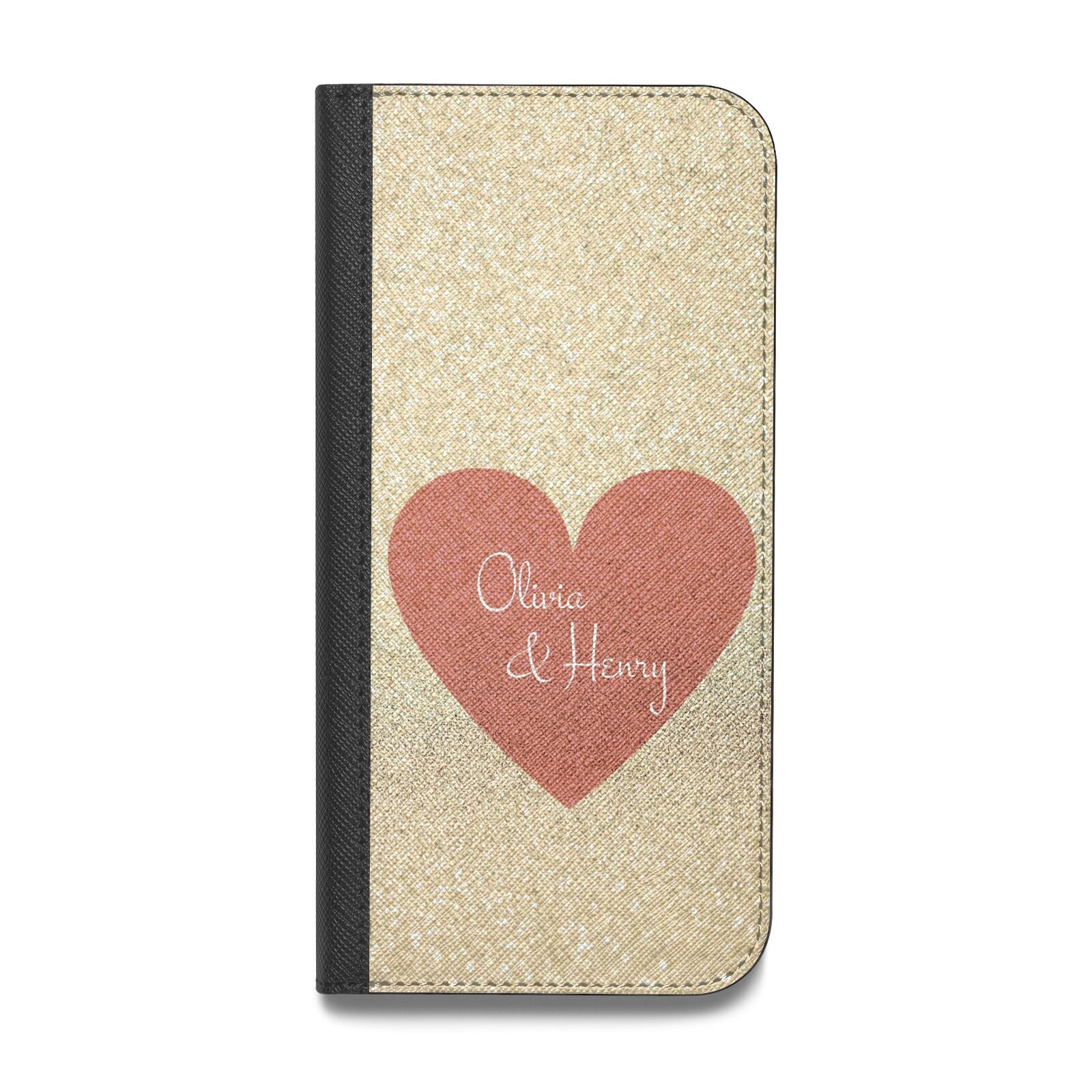 Personalised Love Heart Vegan Leather Flip Samsung Case