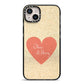 Personalised Love Heart iPhone 14 Plus Black Impact Case on Silver phone