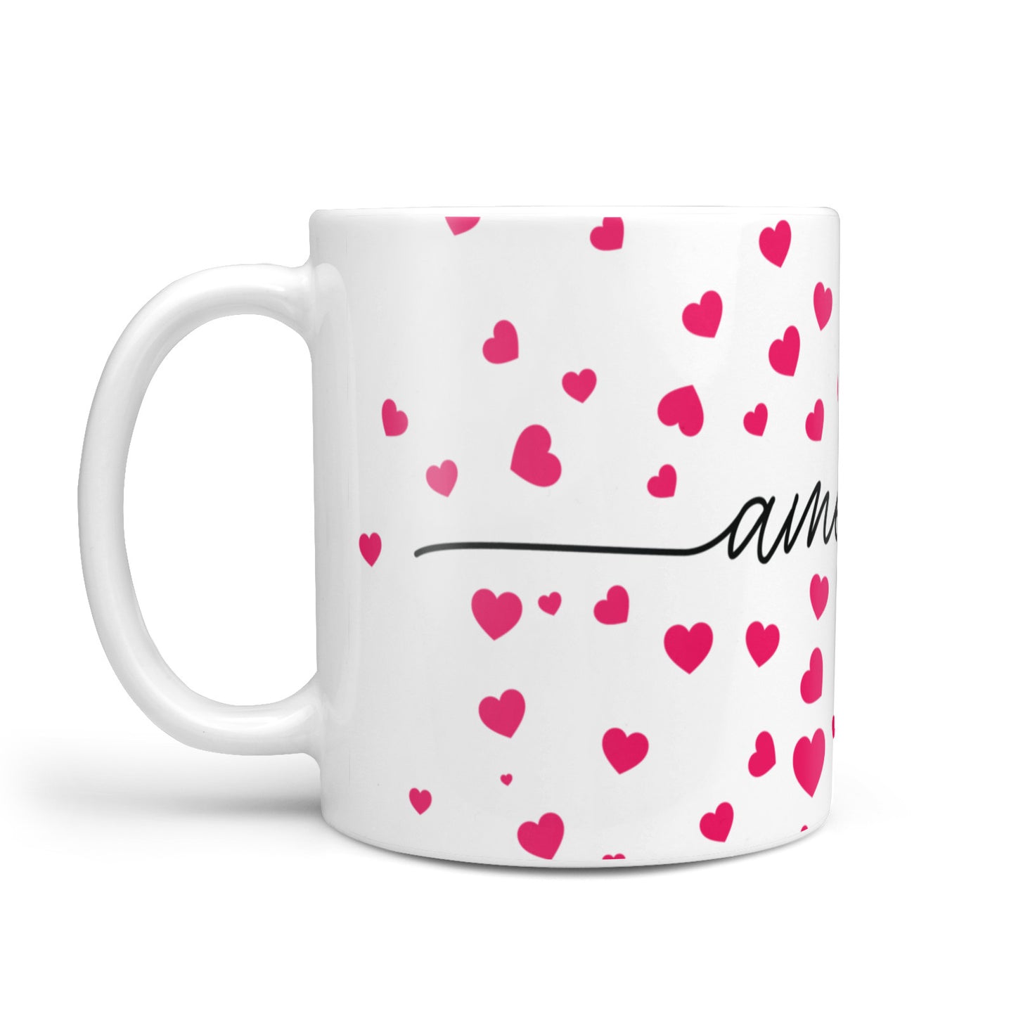 Personalised Love Hearts Clear Black Name 10oz Mug Alternative Image 1
