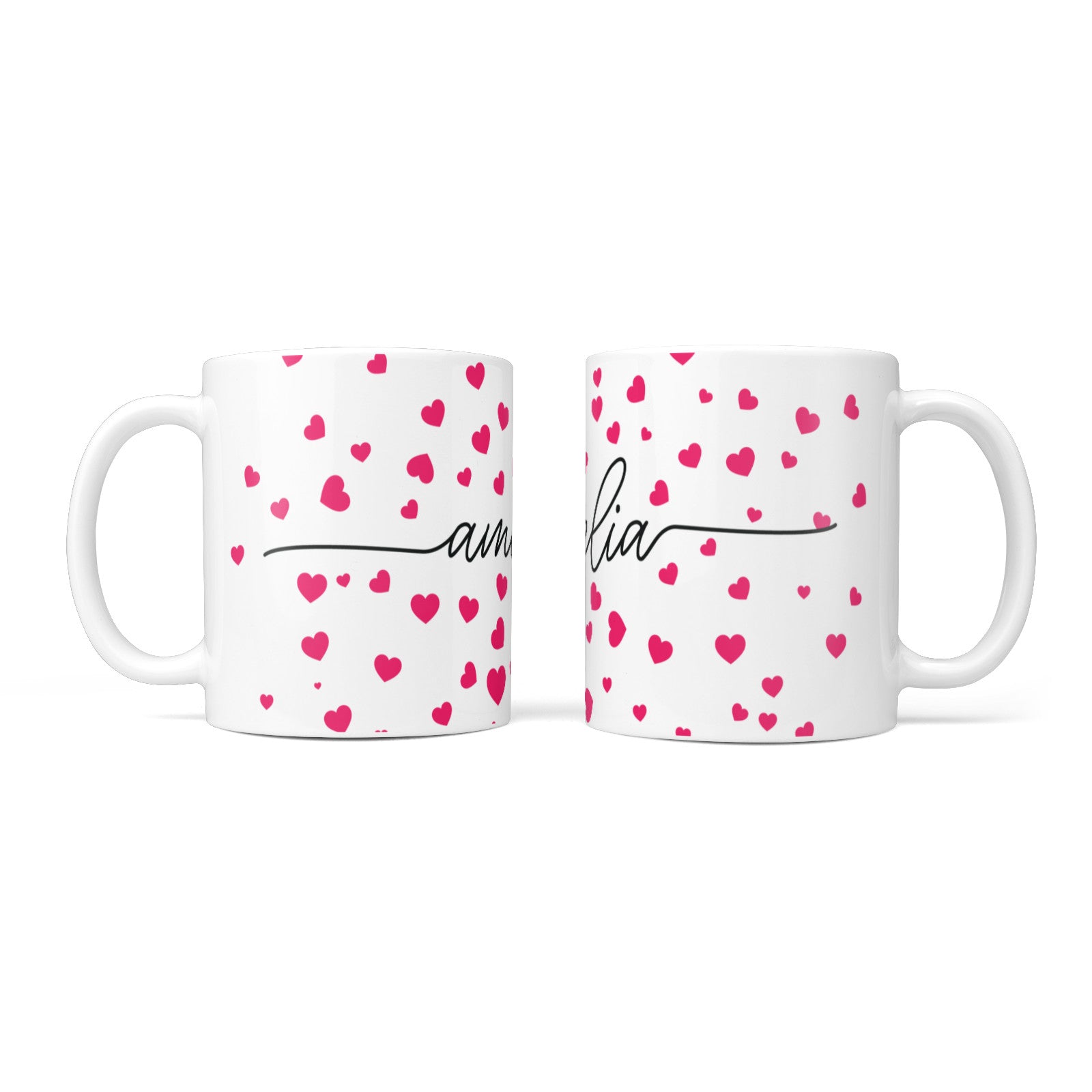Personalised Love Hearts Clear Black Name 10oz Mug Alternative Image 3