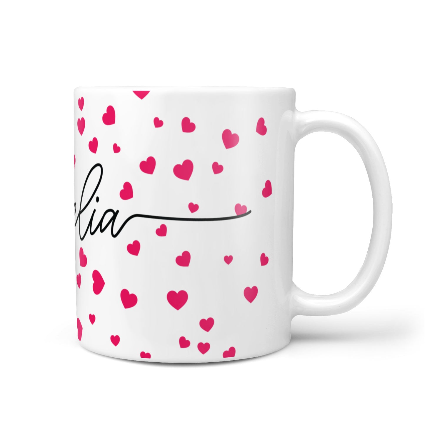 Personalised Love Hearts Clear Black Name 10oz Mug