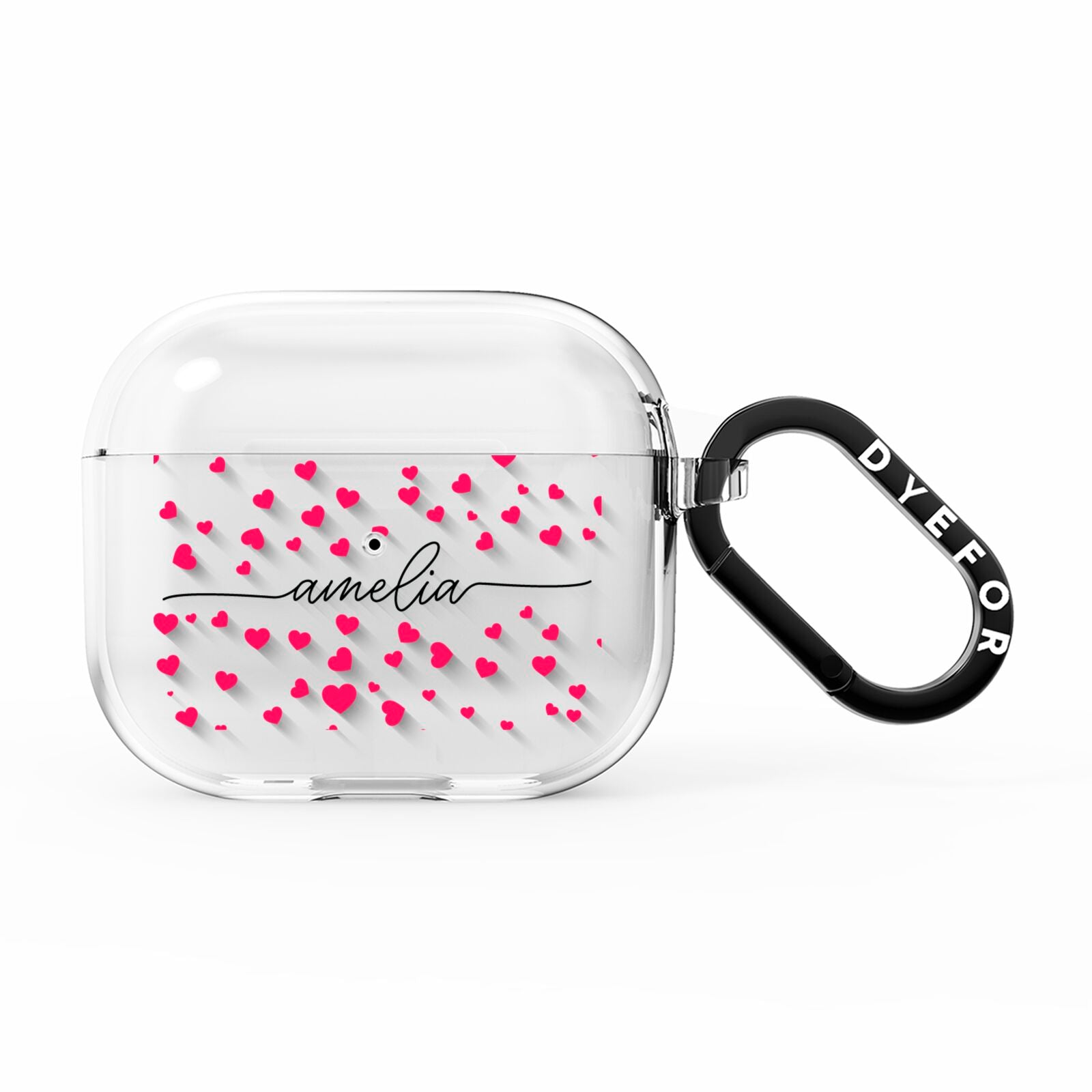 Personalised Love Hearts Clear Black Name AirPods Clear Case 3rd Gen