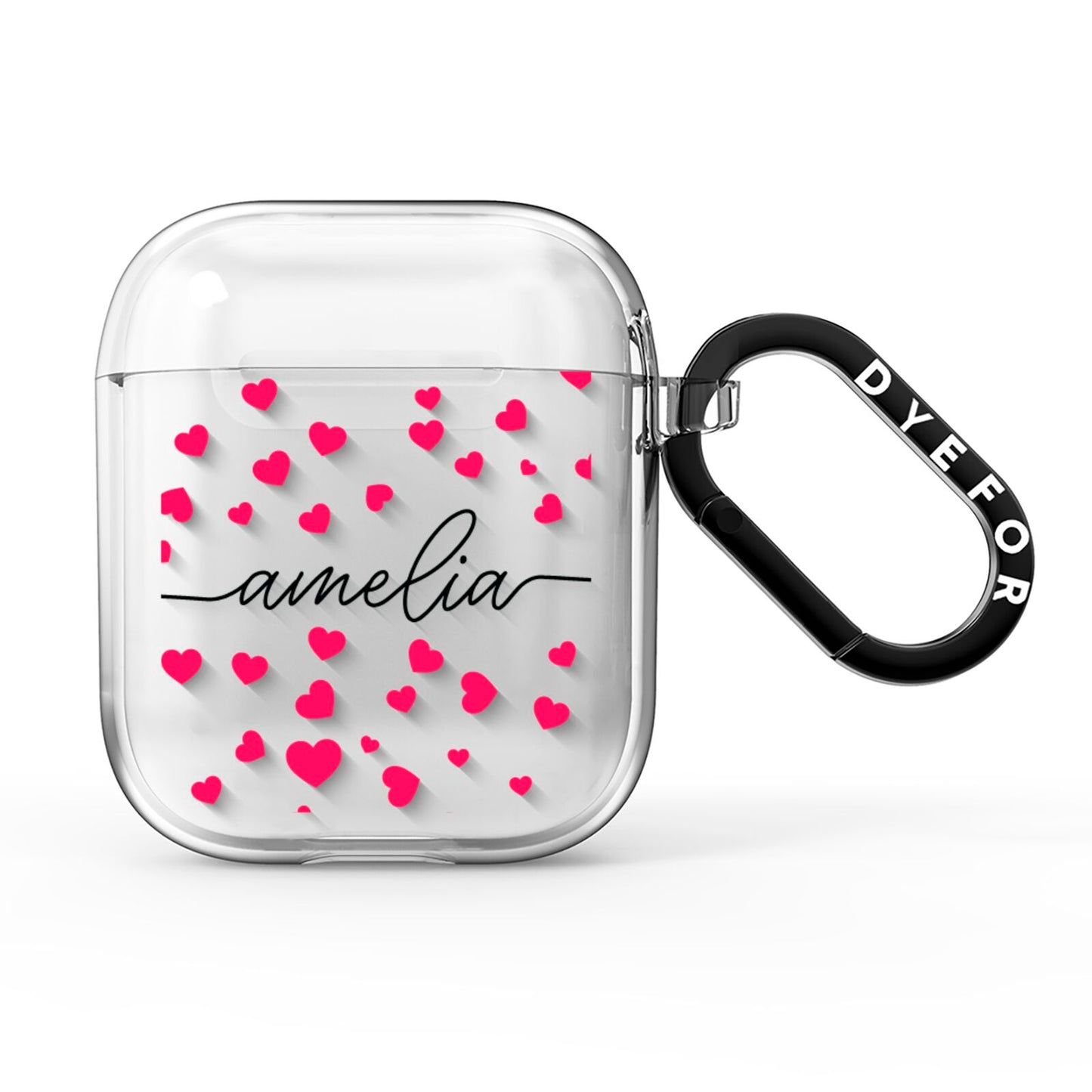 Personalised Love Hearts Clear Black Name AirPods Clear Case