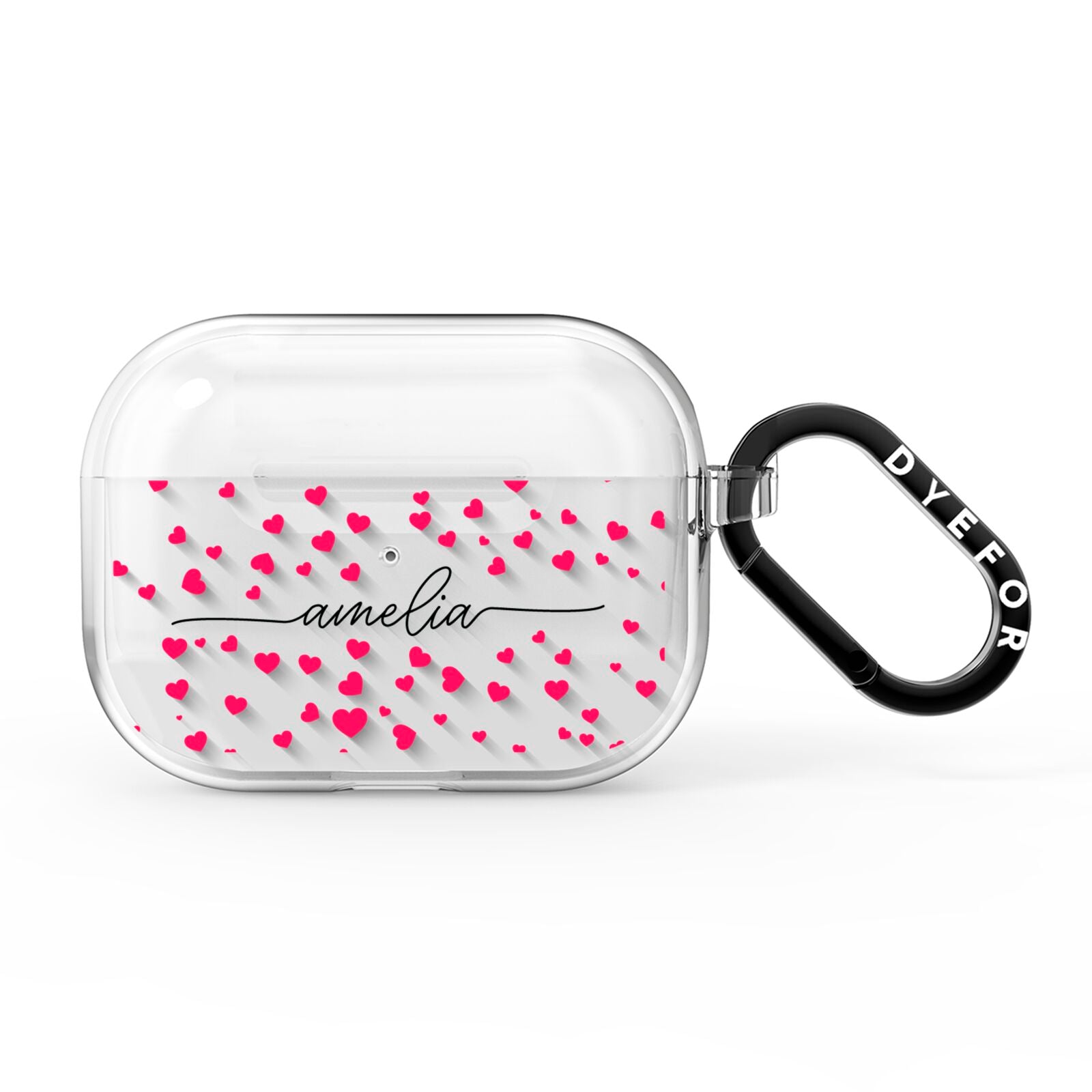 Personalised Love Hearts Clear Black Name AirPods Pro Clear Case