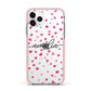 Personalised Love Hearts Clear Black Name Apple iPhone 11 Pro in Silver with Pink Impact Case