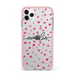 Personalised Love Hearts Clear Black Name iPhone 11 Pro Max Impact Pink Edge Case