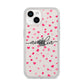 Personalised Love Hearts Clear Black Name iPhone 14 Clear Tough Case Starlight