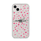 Personalised Love Hearts Clear Black Name iPhone 14 Plus Glitter Tough Case Starlight