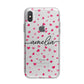Personalised Love Hearts Clear Black Name iPhone X Bumper Case on Silver iPhone Alternative Image 1