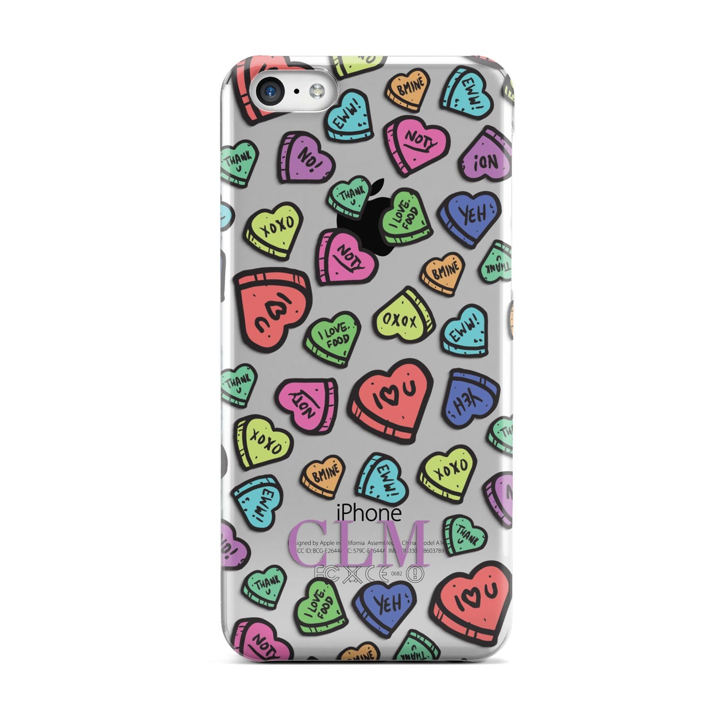 Personalised Love Hearts Initials Apple iPhone 5c Case