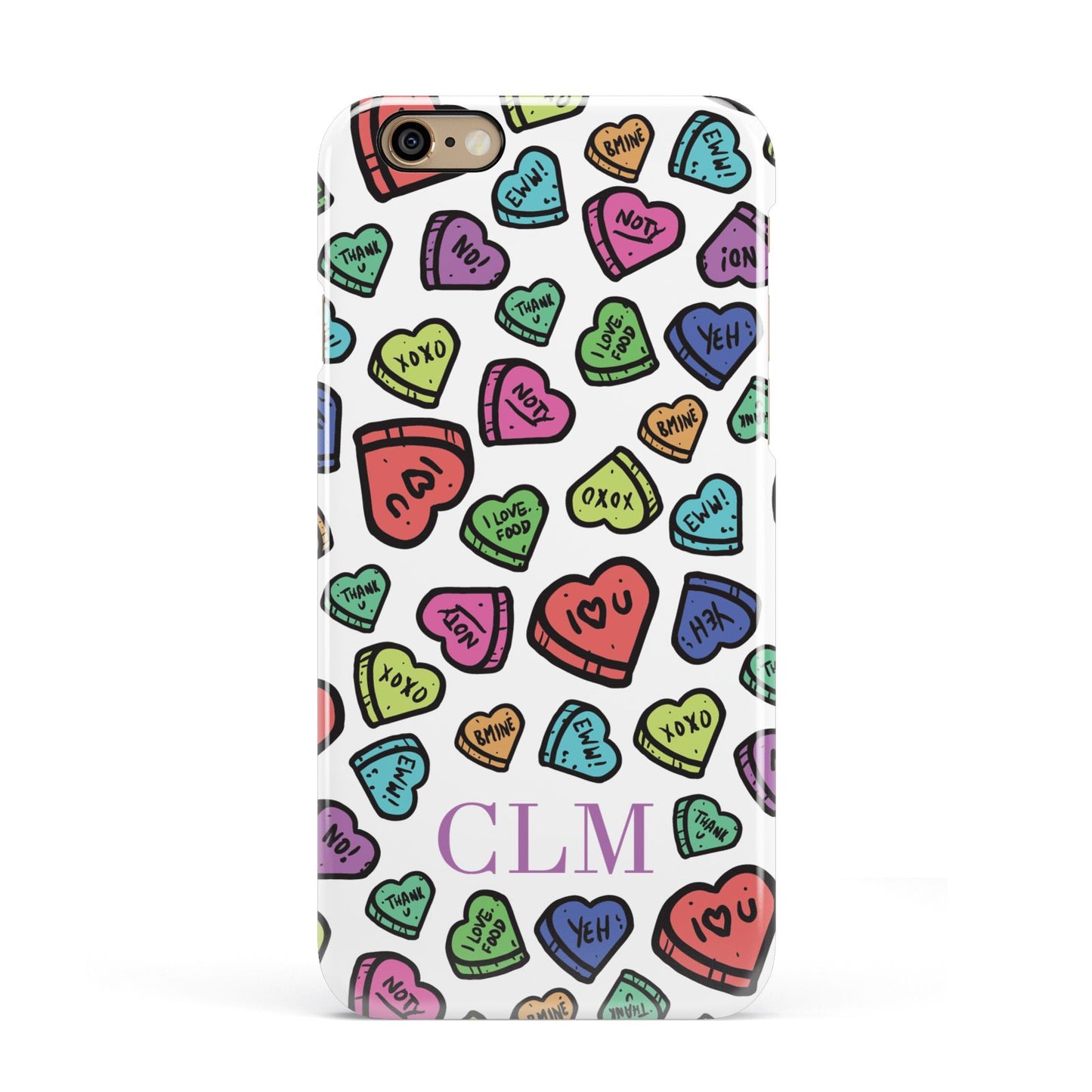 Personalised Love Hearts Initials Apple iPhone 6 3D Snap Case