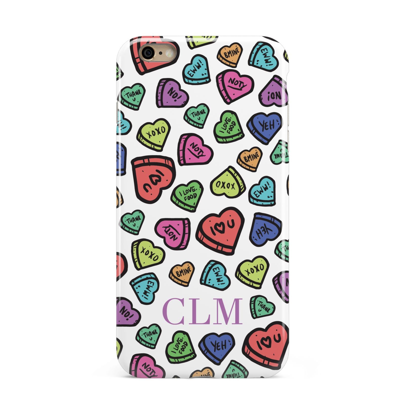 Personalised Love Hearts Initials Apple iPhone 6 Plus 3D Tough Case